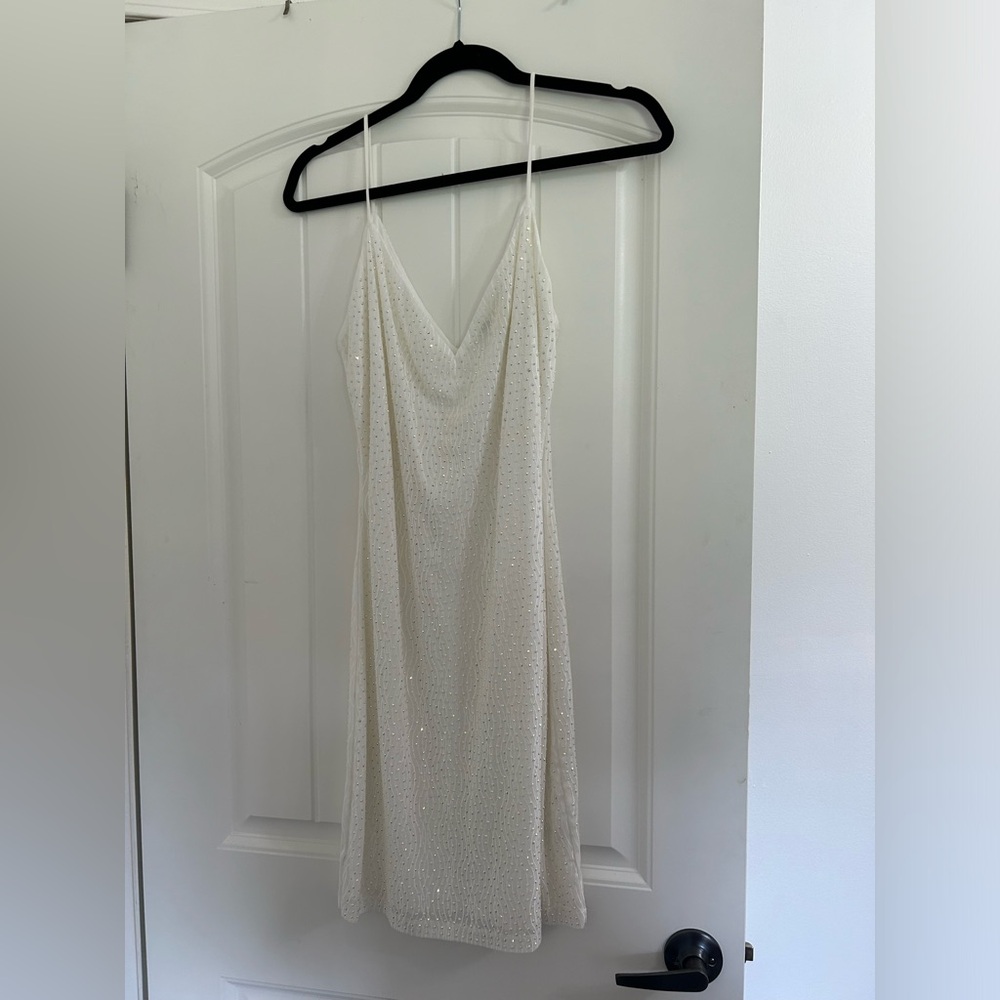 White Short Body Con Sparkle Dress